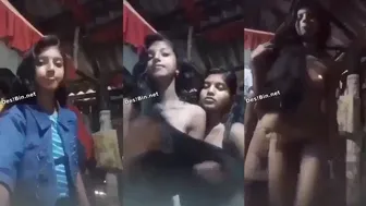 Desi Young Teen Lesbian Girl Stripping Fingering